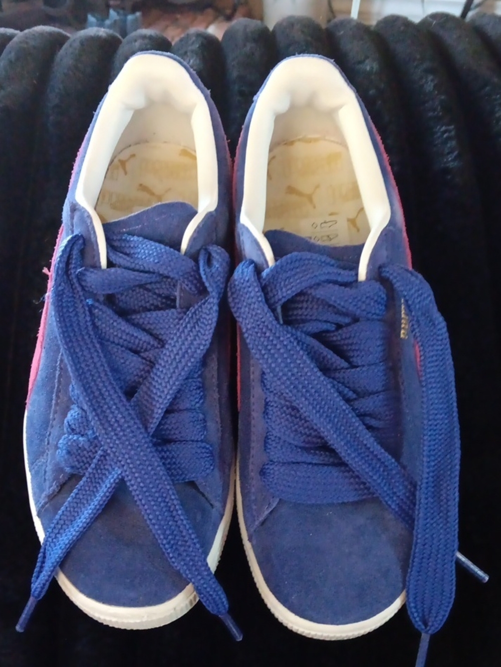 Womens Blue Suede Lace-Up Puma Sneakers
